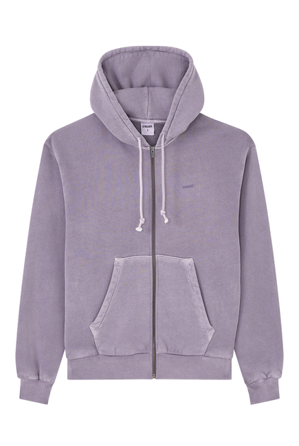 Everywear Relaxed Zip Hoodie:Fog Purple/ Pigment Garment Dye:XS
