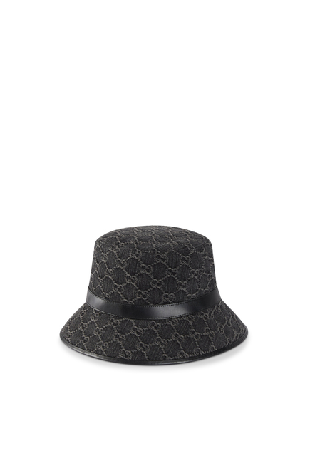 قبعة باكيت دنيم بنقشة حرفي شعار الماركة