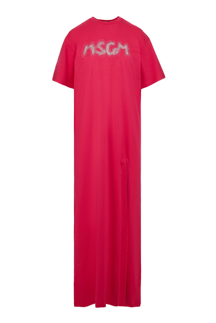 فستان بنمط تيشيرت طويل بشعار الماركة