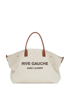حقيبة تسوق ماكسي قماش قنب بطبعة Rive Gauche