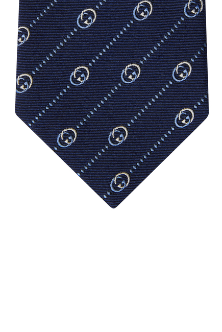 ربطة عنق حرير بنقشة حرفي GG ونقاط