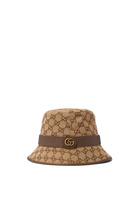 قبعة باكيت قنب بنقشة شعار حرفي GG