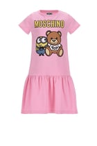 فستان قميص بطبعة موسكينو كيدز x مينينز و الدب تيدي