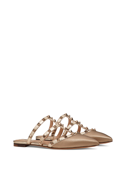  Rockstud Flat Leather Mules