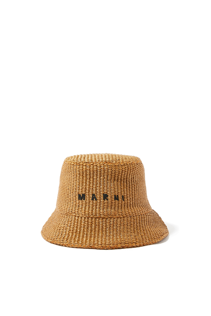 قبعة باكيت رافيا بشعار الماركة