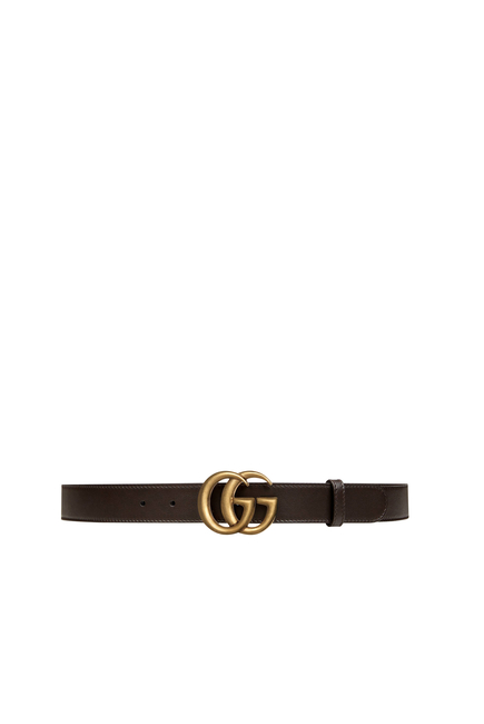 حزام جلد بإبزيم بتصميم حرفي GG متداخلين
