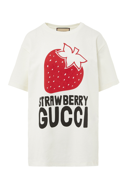 تيشيرت قطن بطبعة 'Strawberry Gucci'