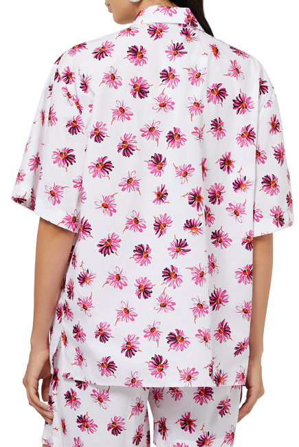 قميص بأكمام قصيرة وطبعة زهور