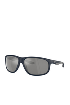 Men's D-Frame Sunglasses in Black with Dark Grey Lenses