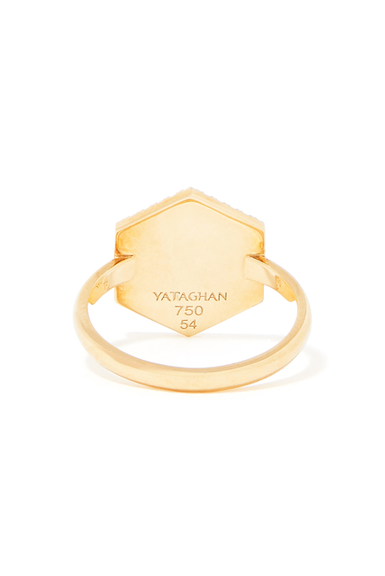 18K YG Ayat Al Kursi Diamond Frame Small Ring:Yellow Gold:53