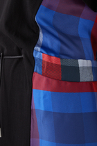 فستان قطن متوسط الطول مقسم بألوان ومزين بنقشة مربعات