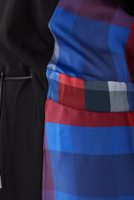 فستان قطن متوسط الطول مقسم بألوان ومزين بنقشة مربعات
