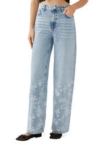 Flower Print Denim Trousers