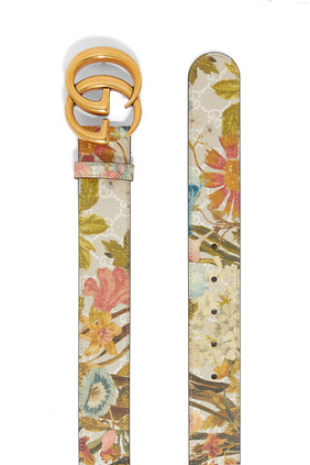 حزام مارمونت بطبعات زهور وشعار GG