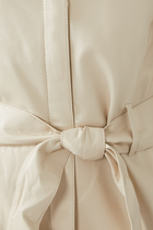 فستان جلد صناعي بنمط قميص بحزام