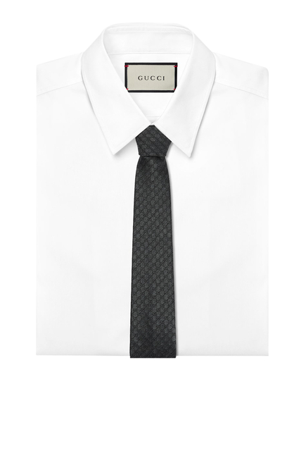 ربطة عنق صوف حريري بنقشة حرفي الماركة متداخلين