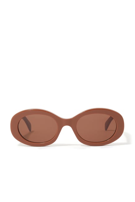 نظارة شمسية بإطار بيضاوي وشعار الماركة