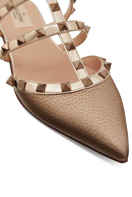  Rockstud Flat Leather Mules