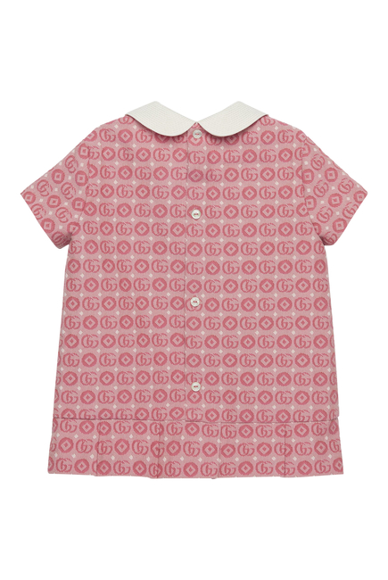 فستان قطن جاكار بحرفي شعار الماركة للأطفال