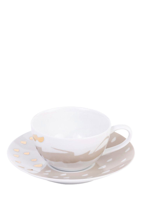 Set of 6 Joud Tea Cups & Saucers in Porcelain
