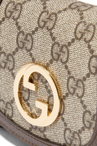 محفظة بلوندي متوسطة بسلسلة قماش قنب سوبريم بنقشة حرفي شعار الماركة
