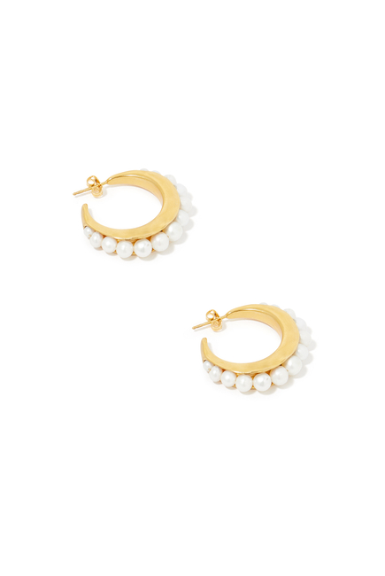 Graine de Gemmes Hoop Earrings, 24k Gold-Plated Brass