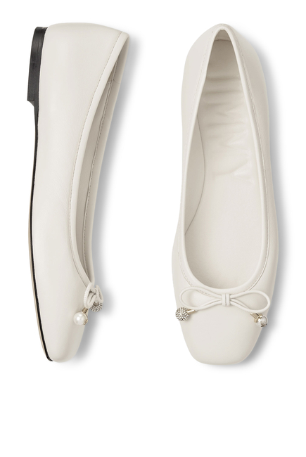 Elme Nappa Leather Flats with Pearl Embellishment