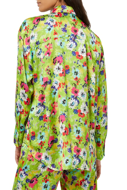 قميص مزين كليا بطبعة زهور متعددة الألوان
