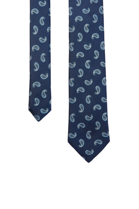 Dark Blue Paisley Silk Tie