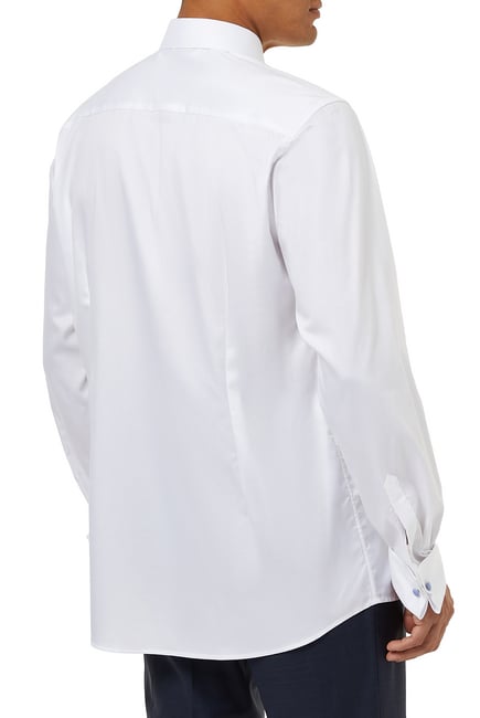 قميص توكسيدو تويل أبيض بشعار الماركة
