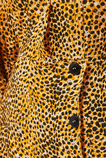 فستان متوسط الطول كريب بنقشة جلد الفهد