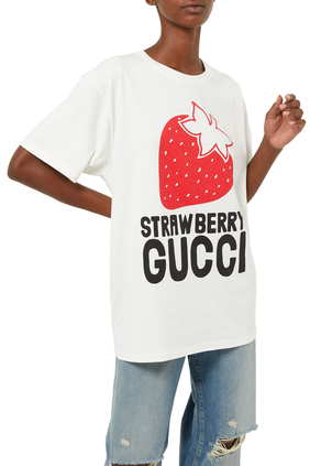 تيشيرت قطن بطبعة 'Strawberry Gucci'