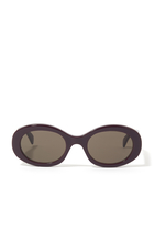 نظارة شمسية بإطار بيضاوي وشعار الماركة