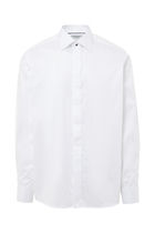 قميص توكسيدو تويل أبيض بشعار الماركة