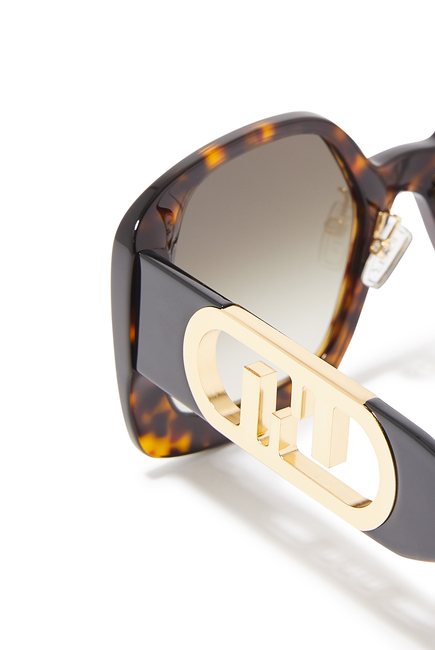 نظارة شمسية بإطار مربع بنقشة صدف السلحفاة وزخارف O'Lock