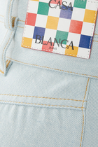 بنطال جينز بتطريزات متعددة الألوان
