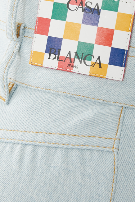 بنطال جينز بتطريزات متعددة الألوان