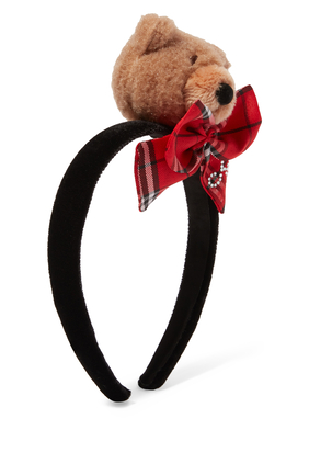 JG HAIR BAND W TEDDY:Brown:One Size