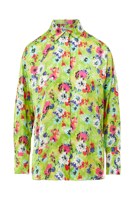 قميص مزين كليا بطبعة زهور متعددة الألوان