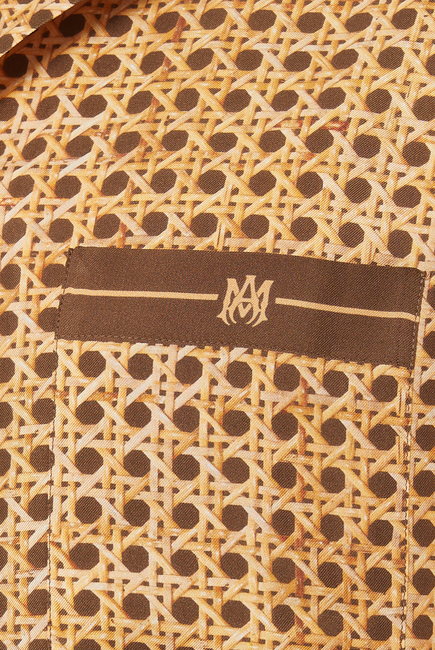 قميص حرير منسوج بطبعة كاروهات