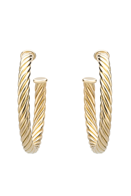 Cablespira Hoop Earrings, 18k Yellow Gold