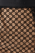 تنورة قماش شبكي بحواف دانتيل وشعار GG