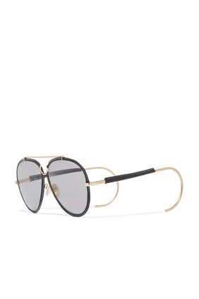 Metal and Leather Sunglasses