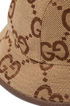 قبعة باكيت قنب بنقشة شعار حرفي GG بحجم كبير