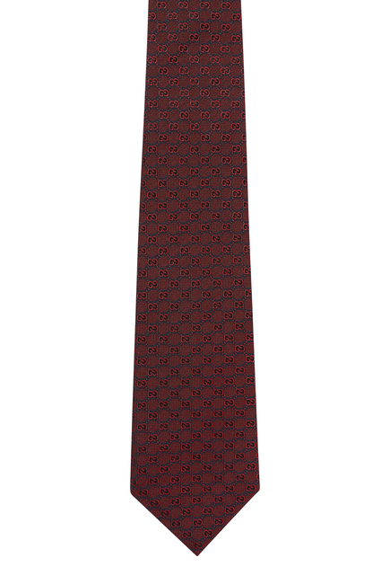 ربطة عنق حرير بنقشة شعار GG جاكار