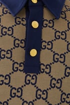 قميص بولو طويل حرير قطن بشعار GG