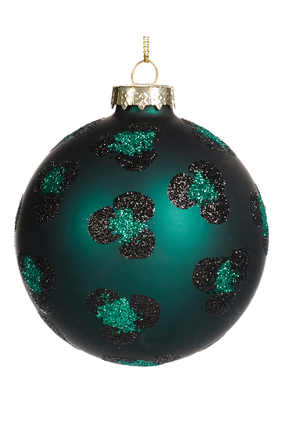 زينة بتصميم كرة زجاجية منقطة بنقشة جلد الفهد لشجرة الكريسماس