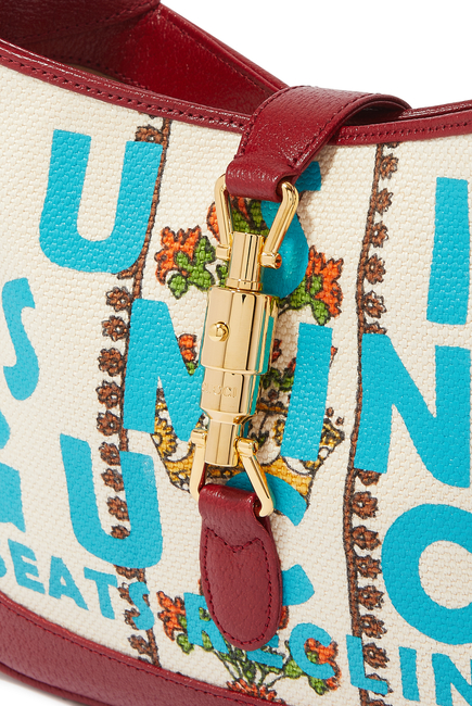 حقيبة جاكي 1961 صغيرة جاكار بلون عاجي من مجموعة Gucci 100