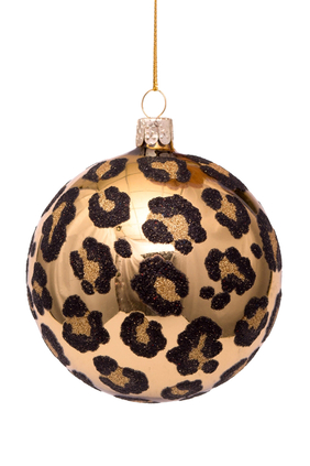 زينة زجاجية بنقشة جلد الفهد لشجرة الكريسماس