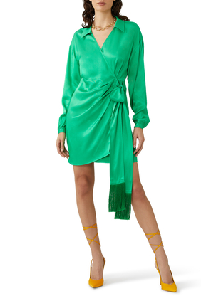 فستان دونا أخضر ملفوف قصير